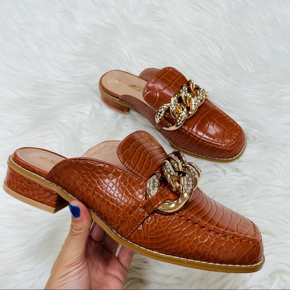 Tan croco chain mule sandal - Picture 6 of 12